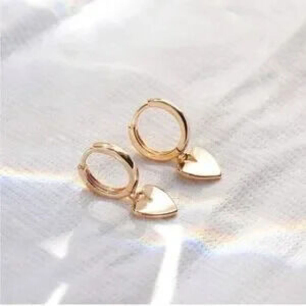 Gold 14k Gold Plated Heart Huggie Hoop Earrings Y2K Gift Minimalist